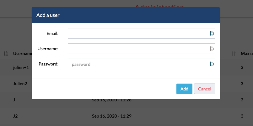 Users tab